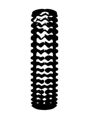 Beyaz arka planda siyah lastik izleri var. Ulaşım, araç izi, off-road macera ve otomotiv tasarım unsuru kavramı.