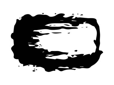 Beyaz arka planda soyut siyah mürekkep sıçraması. Sanatsal fırça darbesi kavramı, grunge çerçevesi, yaratıcı sınır, tasarım unsuru.
