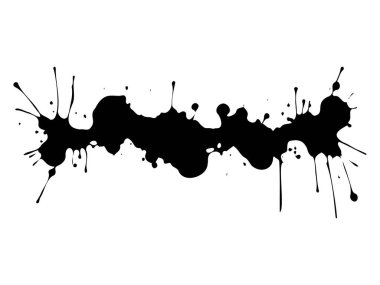 Beyaz arka planda soyut siyah mürekkep sıçraması. Sanatsal ifade kavramı, yaratıcı tasarım, grunge tarzı, mürekkep lekesi. Yazdır, simge, tasarım ögesi.