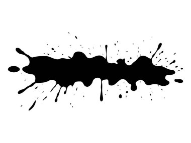 Beyaz arka planda siyah mürekkep sıçraması. Soyut sanat kavramı, boya sıçraması, yaratıcı tasarım, grunge element.