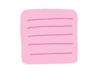 Minimalist pembe kare yapışkan nota beyaz arka planda izole edilmiş yatay çizgiler. Okul malzemeleri, ofis organizasyonu, minimalist not alma ve pastel kırtasiye. Tasarım Elemanı.