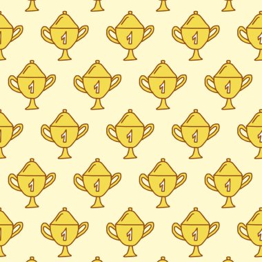 Sarı Arkaplanda Bir Numaralı Kusursuz Altın Kupa Örnekleri. Başarı, Başarı, Ödüller, Kazanma, Zafer, Ödül, Birincilik Ödülü. Duvar Kağıdı, Yazdırma, Tekstil.