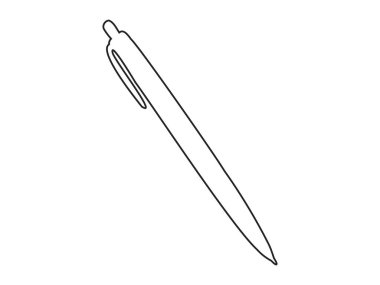 Beyaz arka planda izole edilmiş siyah bir kalem. Yazma aracı illüstrasyonu, kırtasiye malzemesi, minimalist tarz, ofis malzemesi kavramı. Yazdır, simge, tasarım ögesi.
