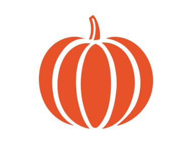 Simple orange pumpkin silhouette in minimalist style isolated on white background. Concept of autumn vegetable, Thanksgiving, Halloween, harvest season, festive decoration, farming. Icon, logo.