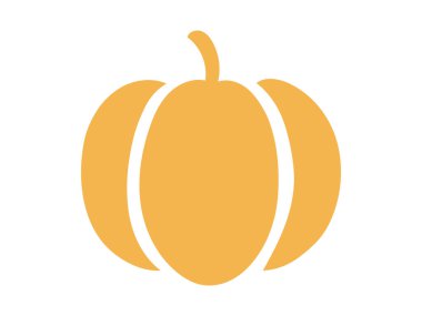 Beyaz arka planda izole edilmiş minimalist tarzda saf sarı balkabağı silueti. Sonbahar sebzesi konsepti, Şükran Günü, Cadılar Bayramı, hasat mevsimi, şenlikli dekorasyon, çiftçilik. Simge, yazdırma.