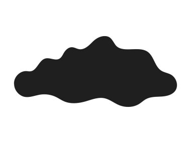 Siyah Bulut Silueti, Beyaz Arkaplanda izole edildi. Hava Durumu Simgesi, Minimalist Biçim, Bulut Şekli, Grafik Element, Atmosferik Tasarım, Baskı ve Tasarım İçin Basit İllüstrasyon.