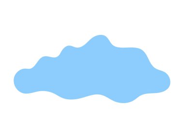 İzole edilmiş Beyaz Arkaplanda Mavi Bulut Silueti. Hava Durumu, Gökyüzü Sanatı, Şirin Bulut Şekli, Minimalist Tasarım, Grafik İllüstrasyon. Yazdırma, Simge, Tasarım Elemanı.