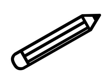 Beyaz arkaplanda izole edilmiş siyah çizgili kalem simgesi, vektör illüstrasyonu. Çizim, yazma, yaratıcılık, eğitim, okul aracı, grafik tasarım ögesi kavramı.