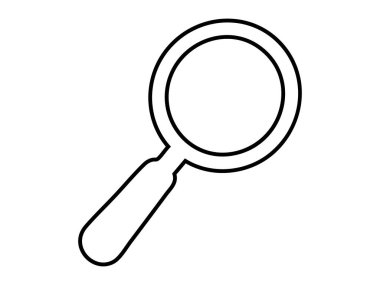 Beyaz arkaplanda izole edilmiş Siyah Çizgili büyüteç simgesi, vektör illüstrasyonu. Arama, yakınlaştırma aracı, keşif, soruşturma sembolü, asgari çizgi tasarım ögesi kavramı.