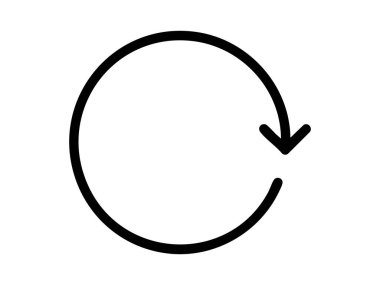 Beyaz arkaplanda izole edilmiş dairesel ok döngüsünün siyah ana hatlı simgesi. Yenileme, yeniden yükleme, güncelleme, tekrarlama süreci, senkronizasyon, sürekli döngü, arayüz sembolü kavramı.