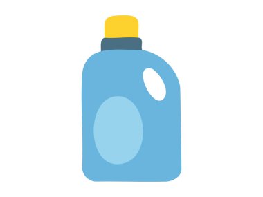 Sarı başlıklı mavi temizlik deterjanı tasviri, ev temizliği, temizlik, ev temizliği, ev temizliği, ikon, sanat, beyaz arka plan.