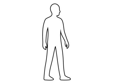 Beyaz arka planda izole edilmiş yürüyen gencin en az siyah taslak simgesi. Ergenlik kavramı, gençlik aktivitesi, gençlik yaşam tarzı, kişisel gelişim, erkek öğrenci, genç adam.