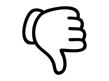 Beyaz arkaplanda izole edilmiş, el hareketi simgesi, grafik çizimi. Onaylamama, simge, logo, sosyal medya sembolü, iletişim, tasarım unsuru.