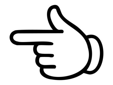 Siyah çizgili sol el hareketi simgesi beyaz arkaplanda izole edilmiş. Yön işareti kavramı, işaret işareti, talimat veya navigasyon sembolü, insan iletişimi, illüstrasyon.