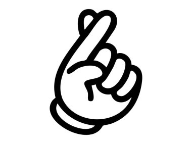 El hareketinin siyah ana hatları beyaz arka planda izole edilmiş bir ikon, grafik çizimi. Umut, şans, umut, inanç, beyaz arkaplan, tasarım unsuru.