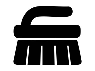 Beyaz arkaplanda izole edilmiş siyah temizlik fırçası simgesi, grafik çizimi. Temizlik, hijyen, ev işleri, temizlik, tasarım unsuru.