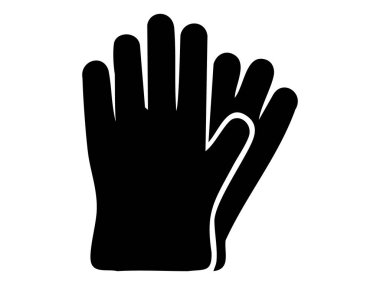 Siyah temizlik eldiveni silueti beyaz arka planda izole edilmiş, grafik çizimi. ev aletleri konsepti, ev temizliği, temizlik, tasarım unsuru.