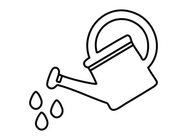 Siyah çizgili su damlaları, beyaz arka planda izole edilmiş, grafik çizimi. Bahçe işleri, sulama bitkileri, bahçe aracı, simge, logo, tasarım unsuru.