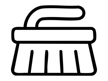 Beyaz arkaplanda izole edilmiş siyah temizlik fırçası ikonu, grafik çizimi. Temizlik, hijyen, ev işleri, temizlik, tasarım unsuru.