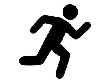 Beyaz arka planda izole edilmiş siyah siluet, grafik çizim. Atletizm konsepti, spor ikonu, aktif yaşam tarzı, fitness sembolü, tasarım unsuru.