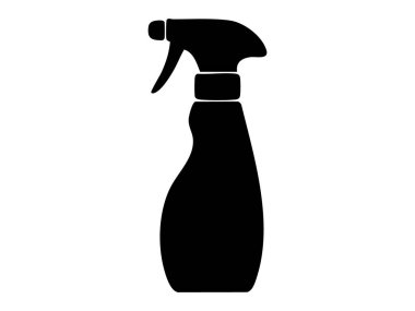 Beyaz arka planda izole edilmiş siyah saç spreyi şişesi silueti, grafik çizim. Saç bakımı konsepti, stil aracı, kuaför ürünü, güzellik aksesuarları, tasarım unsuru.