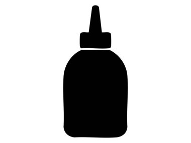 Dar başlıklı sıkma şişesi beyaz arka planda izole edilmiş, grafik çizimi. Saç boyası aplikatörü, kozmetik krem, yapıştırıcı ya da güzellik ürünü dağıtıcısı, tasarım elementi kavramı.