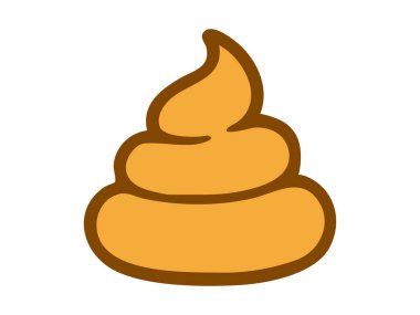 Beyaz arka planda izole edilmiş kahverengi sarı çizgili çizgi film tarzı kaka ikonu, grafik çizimi. Komik dışkı sembolü konsepti, dijital çıkartma, tasarım ögesi.