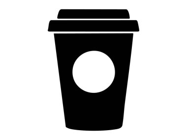 Beyaz arkaplanda izole edilmiş siyah kahve fincanı silueti, grafik çizim. içecek konsepti, kafein, içecek, kafein sabitleme, ikon, logo, tasarım unsuru.