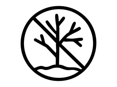 Beyaz arka planda izole edilmiş, ağaç ve içki yasağı işaretli, çevresel kirlilik simgesinin siyah ana hatları. ekoloji konsepti, sürdürülebilirlik, yeşil farkındalık, eko sembolü, tasarım unsuru.