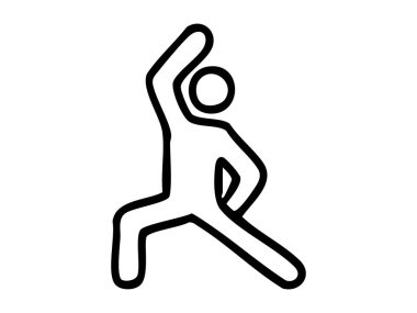 Siyah çizgili yoga pozu, beyaz arka planda izole edilmiş, grafik çizimi. fitness, egzersiz, meditasyon, refah, ikon, logo, tasarım elementi konsepti.