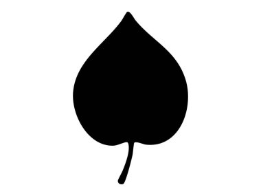 Linden yaprağının siyah silüeti beyaz arka planda izole edilmiş, grafik çizimi. Doğa konsepti, botanik element, bitki simgesi, yeşillik, tasarım unsuru, eko sanatı.