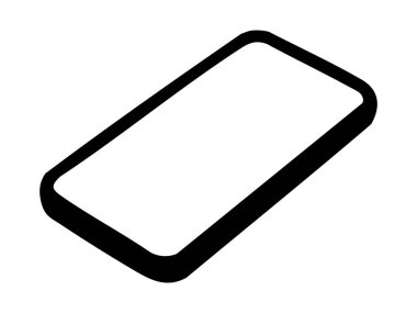 Beyaz arka planda izole edilmiş siyah akıllı telefon çizgisi, grafik çizimi. Mobil cihaz konsepti, teknoloji, iletişim, simge, logo, modern cihaz, tasarım ögesi.