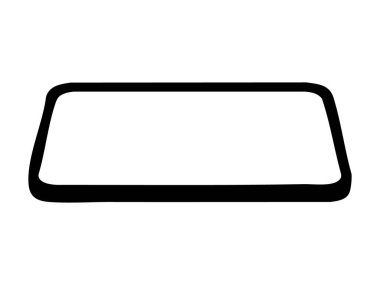 Beyaz arka planda izole edilmiş siyah akıllı telefon silueti, basit bir grafik çizimi. Teknoloji konsepti, mobil aygıt, iletişim aracı, aygıt, simge, tasarım ögesi.