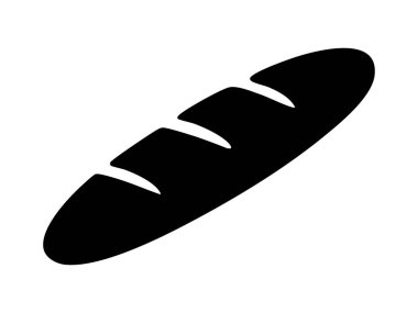 Siyah baget ekmeği silueti, beyaz arka planda izole edilmiş, grafik çizimi. Fırın, ekmek, hamur işi, fırın iyi pişmiş, simge, logo, tasarım ögesi.