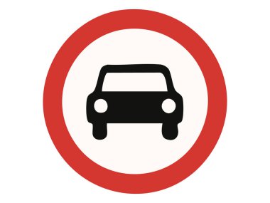 Beyaz arkaplanda kırmızı daireli giriş işareti yok. Grafik çizimi. Trafik kısıtlaması kavramı, yasak araçlar, tasarım unsuru.