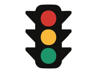 Kırmızı, sarı, yeşil ışıkların trafik ışığı çizimi, beyaz arka planda izole edilmiş, grafik elementler. ulaşım, güvenlik, trafik ışığı, trafik kontrolü kavramı.