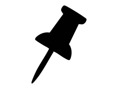 Beyaz arka planda siyah ikon silueti izole edildi. Ofis malzemesi konsepti, kırtasiye ögesi, anımsatıcı, dikkat, tasarım ögesi.