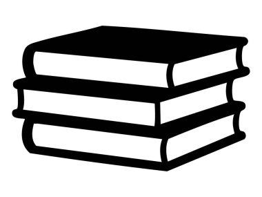 Üst üste dizilmiş kitapların siyah silueti beyaz arkaplanda izole edilmiş. Edebiyat, okuma, bilgi, eğitim, öğrenme, tasarım unsuru, akademik, kütüphane.