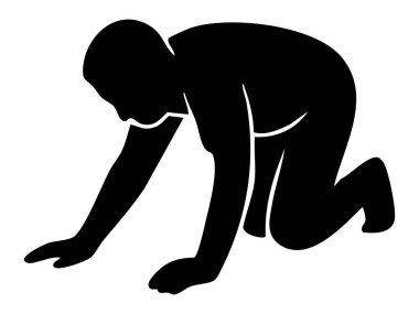 Beyaz arka planda izole edilmiş siyah bir insan silueti. insan, poz, siluet, meditasyon, yoga, siluet sanatı, tasarım elementi.