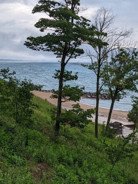 Lake Forest, Il 'den Michigan Gölü manzarası.