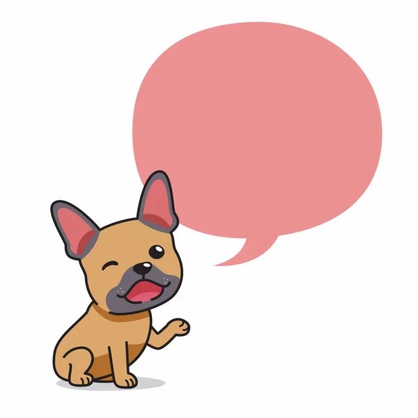 Cartoon Personaggio Marrone Bulldog Francese Con Bolla Discorso Design — Vettoriale Stock