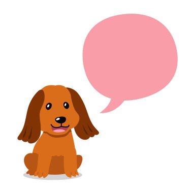 Cartoon character golden retriever dog with speech bubble for design.