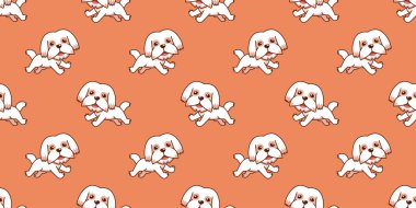 Tasarım için vektör karikatür shih tzu köpek pürüzsüz desen arkaplanı.