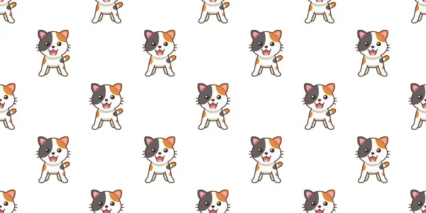 캐릭터 Calico Cat Seamless Pattern Background Design — 스톡 벡터