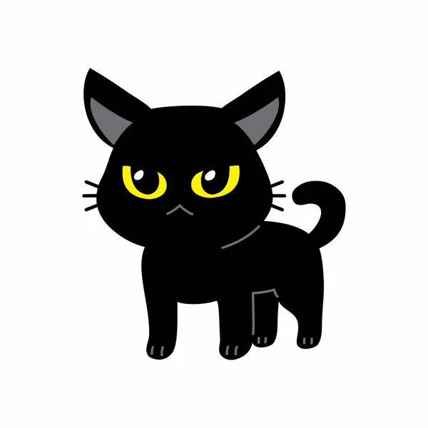 Векторна Ілюстрація Мультяшний Персонаж Чорний Кіт Дизайну — стоковий вектор
