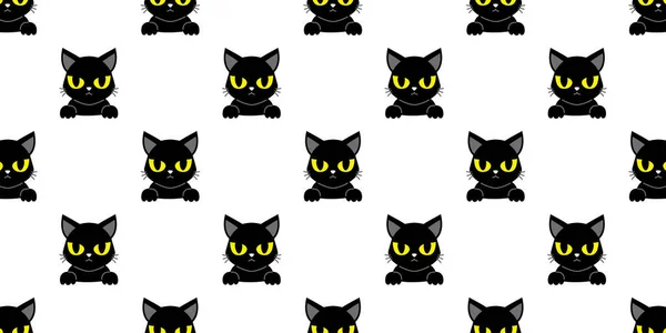 Vektor Znak Černá Kočka Bezešvé Vzor Pozadí Pro Design — Stockový vektor