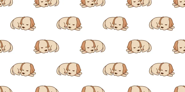 ベクトル漫画睡眠ラブラドール取得犬シームレスなパターンデザインのための背景 — ストックベクタ