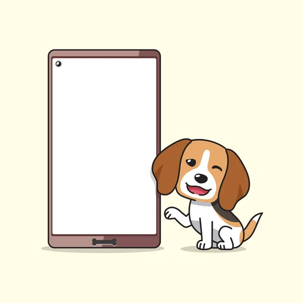 Cartoon Character Cute Beagle Dog Smartphone Design — Stock Vector