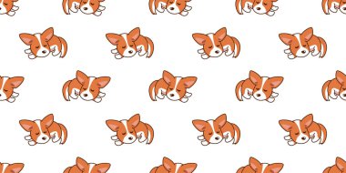 Tasarım için vektör çizgi film uyuyan corgi köpek kusursuz desen arkaplanı.