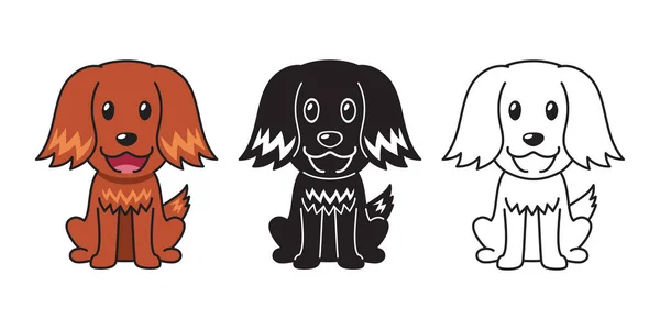 Conjunto Desenhos Animados Vetoriais Cão Setter Irlandês Para Design — Vetor de Stock